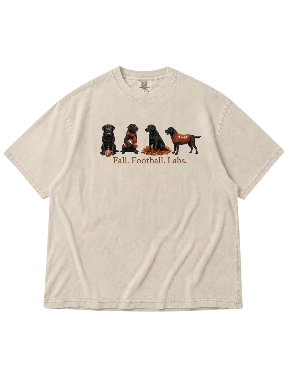 Comfort Colors Ivory T-Shirt with Black Labrador Football Graphic
